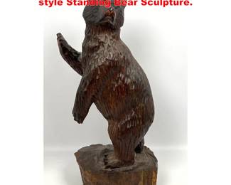 Lot 1414 Hand Carved Wood Black Forest style Standing Bear Sculpture. 