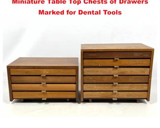 Lot 1342 2 Vintage Diminutive Walnut Miniature Table Top Chests of Drawers Marked for Dental Tools