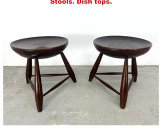 Lot 1374 Pair Sergio Rodrigues Style Mocho Stools. Dish tops. 
