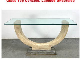 Lot 1268 Maitland Smith Tessellated Stone Glass Top Console. Labeled Underside