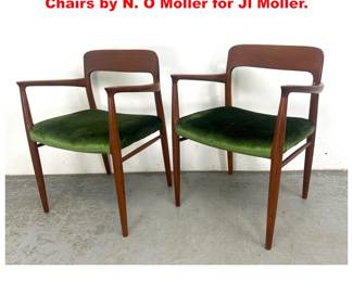 Lot 1261 Pair Vintage Danish Modern Dining Chairs by N. O Moller for Jl Moller. 