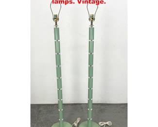 Lot 1388 Pair Green and Lucite Floor lamps. Vintage. 