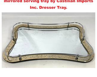 Lot 1553 Vintage Hollywood Regency mirrored serving tray by Castilian Imports Inc. Dresser Tray. 