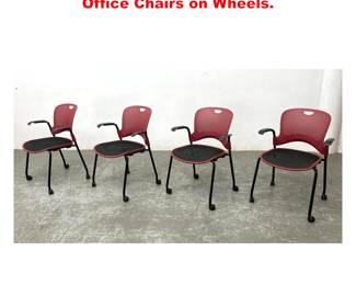 Lot 1641 Set 4 Herman Miller Mesh Seat Office Chairs on Wheels.