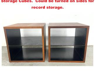 Lot 1373 Pair 70s Vintage Walnut Wood Storage Cubes. Could be turned on sides for record storage.