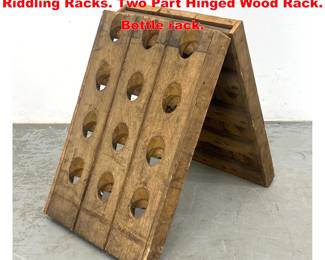 Lot 1431 Original French Champagne Riddling Racks. Two Part Hinged Wood Rack. Bottle rack. 