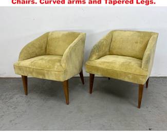 Lot 1345 Pair Vintage Italian Style Lounge Chairs. Curved arms and Tapered Legs. 