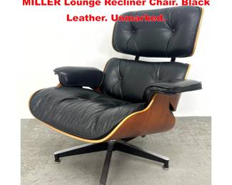 Lot 1544 CHARLES EAMES for HERMAN MILLER Lounge Recliner Chair. Black Leather. Unmarked.