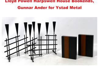 Lot 1475 Mid Century Modern Lot. Phillip Lloyd Powell Harpswell House Bookends, Gunnar Ander for Ystad Metal 