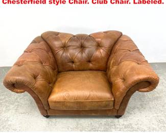 Lot 1736 NATUZZI EDITIONS Brown Leather Chesterfield style Chair. Club Chair. Labeled. 