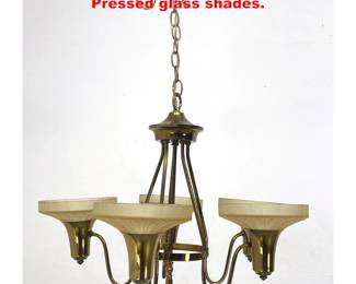 Lot 1220 Vintage Art Deco Chandelier with 5 Pressed glass shades.