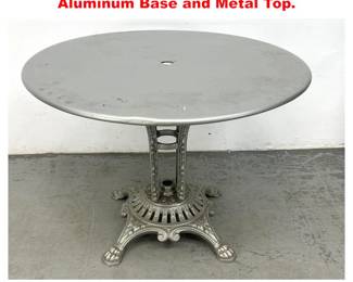Lot 1680 Bistro Patio Table with Ornate Aluminum Base and Metal Top. 