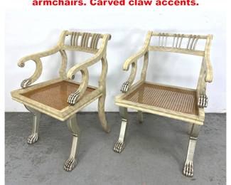Lot 1623 Pair of Neoclassicalstyle armchairs. Carved claw accents. 