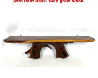 Lot 1562 Studio Made Free edge Wall Shelf with Root Base. Nice grain wood. 