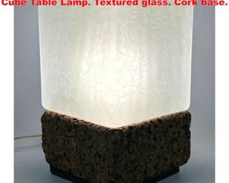 Lot 1304 Vintage Mid Century Modern Ice Cube Table Lamp. Textured glass. Cork base. 