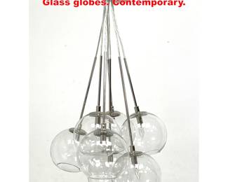 Lot 1618 Modern 7 globe cluster chandelier, Glass globes. Contemporary.