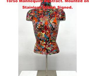 Lot 1290 DENNIS SAKELSON Painted Female Torso Mannequin. Abstract. Mounted on Stainless Stand Signed. 