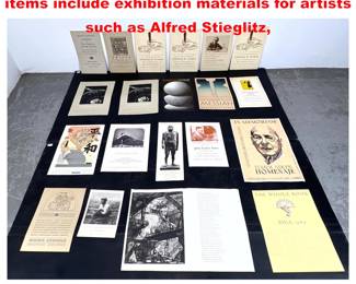 Lot 1235 20 pcs Ephemera. Noteworthy items include exhibition materials for artists such as Alfred Stieglitz,