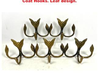 Lot 1461 2pcs Vintage Metal Wall Mount Coat Hooks. Leaf design. 