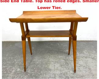 Lot 1578 Robsjohn Gibbings style Modernist Side End Table. Top has rolled edges. Smaller Lower Tier. 