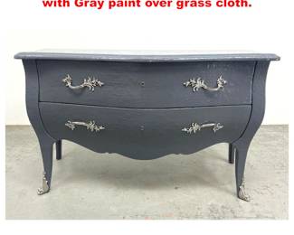 Lot 1408 French Style Commode Dresser with Gray paint over grass cloth. 