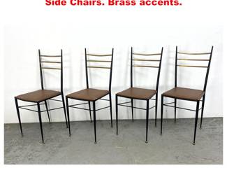 Lot 1306 Set of 4 Nice Italian Ponti style Side Chairs. Brass accents. 