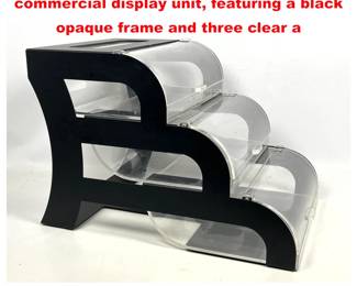 Lot 1635 Rosseto BK017 threetiered commercial display unit, featuring a black opaque frame and three clear a