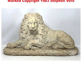 Lot 1604 Reclining Plaster Lion Sculpture. Marked Copyright 1983 Stephen Vero