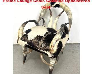 Lot 1433 Decorator Western Real Steer Horn Frame Lounge Chair. Cowhide Upholstered Seat. 