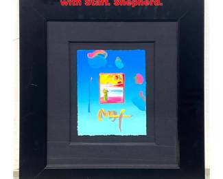 Lot 1221 Peter Max Mixed Media Art. Man with Staff. Shepherd. 