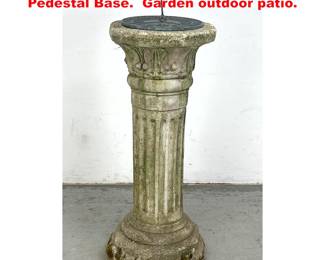 Lot 1688 Metal Sundial on Cast Stone Pedestal Base. Garden outdoor patio. 