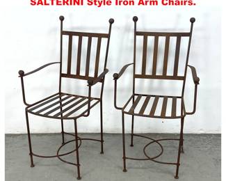 Lot 1659 Pair Mario Papperzini for SALTERINI Style Iron Arm Chairs. 