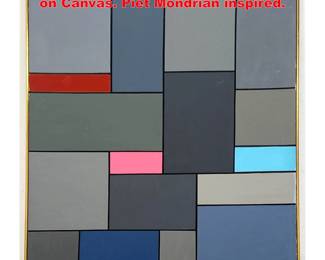 Lot 1234 De Stijl Style Study in Gray Painting on Canvas. Piet Mondrian inspired. 