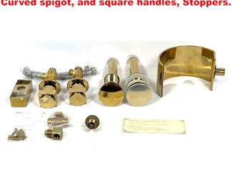 Lot 1274 Wenzhou Rozin Brass Faucet Set. Curved spigot, and square handles, Stoppers. 