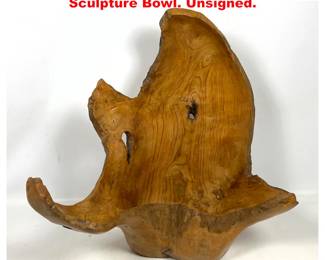 Lot 1454 Large Carved Root Wave Form Sculpture Bowl. Unsigned.