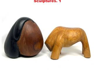 Lot 1486 2pcs Wolk Studio wood Abstract Sculptures. 1 