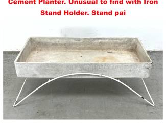 Lot 1704 French Will Guhl Rectangular Fiber Cement Planter. Unusual to find with Iron Stand Holder. Stand pai