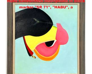 Lot 1241 Geometric Abstract Painting. SR71. Habu handwritten inscriptions in black marker SR 71, HABU, a