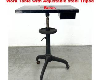 Lot 1423 Swiss Made Industrial Medical Work Table with Adjustable steel Tripod Base. 