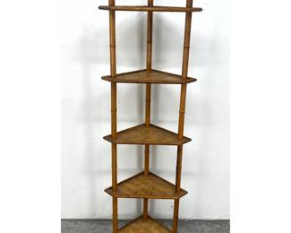 Lot 1452 Wicker Rattan 5 Tier Corner Shelf. 
