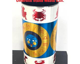 Lot 1394 SEG Industries Metal Zodiac Umbrella Stand Waste Can. 