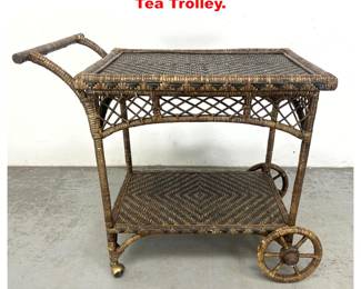 Lot 1485 Wrapped Rattan Bar Cart Tea Trolley. 