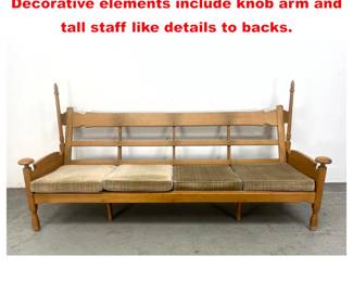Lot 1449 Dutch Throne Sofa Couch. Decorative elements include knob arm and tall staff like details to backs. 