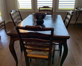 Solid wood dining table with six chairs 