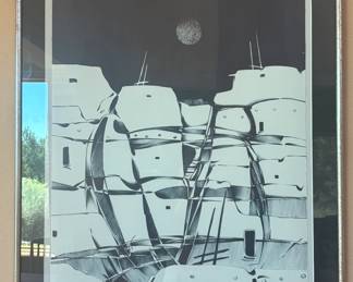 Dan Namingha – Lithograph "Night Pueblo", edition 13/100