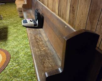 12 foot dark wood church pew.  VERY sturdy.