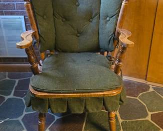 1950's Maple rocker.  Avocado green fabric.