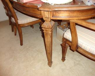 Table Seats 6 to 8 (leaf installed for picture)/6 chairs available