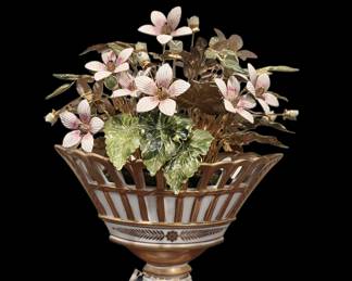 Enamel and metal floral sculpture titled 'Fleurs Des Siècles' by Jane Hutcheson for Gorham