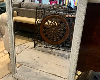 White Scalloped Mirror Metal